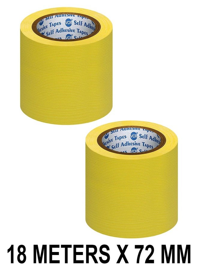 VCR Yellow Duct Tape - 18 Meters in Length 72mm / 3" Width - 2 Rolls Per Pack - Strong Book Binding Tape - Waterproof Heavy Duty Duct Tape - Image 2